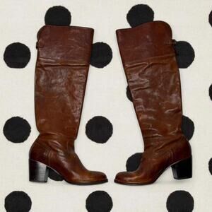 Frye Women’s Tall Brown Heeled Boots Size 9.5 vintage cottage core